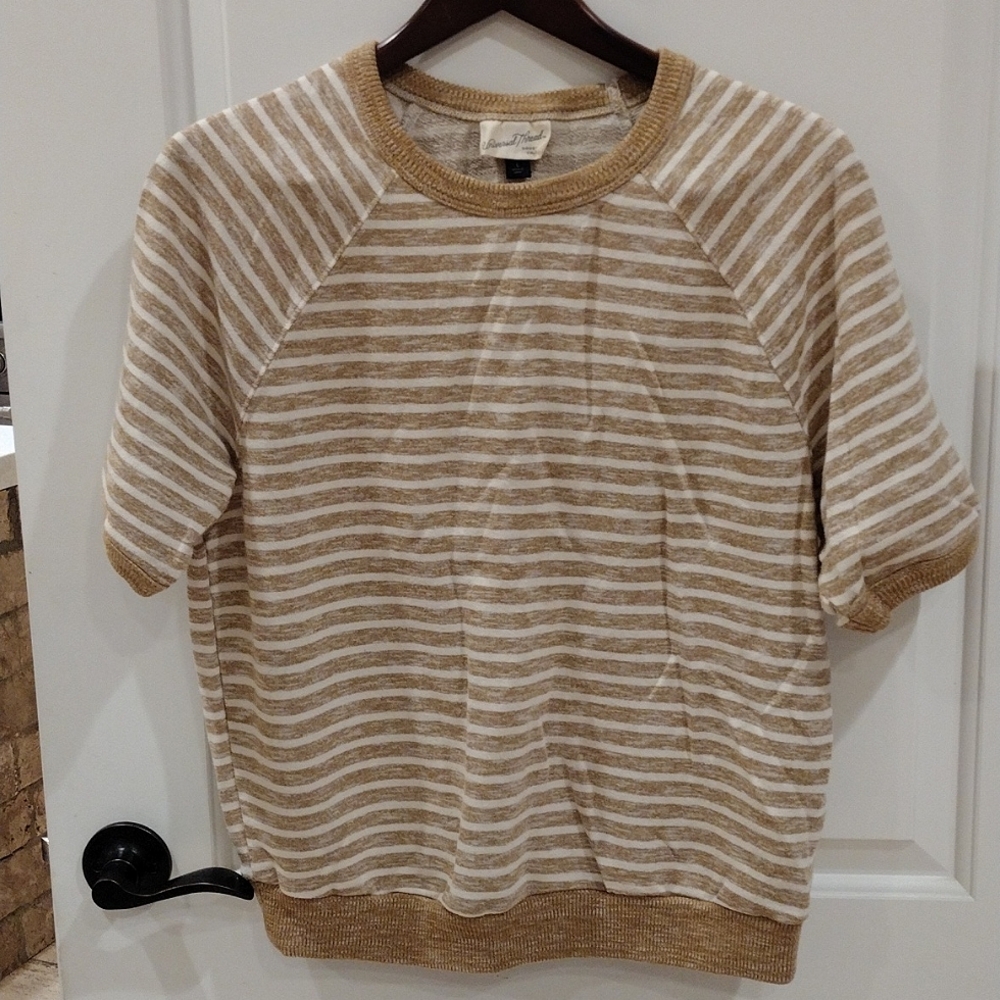 Universal Thread Top. Size Large. Tan and White Stripes.